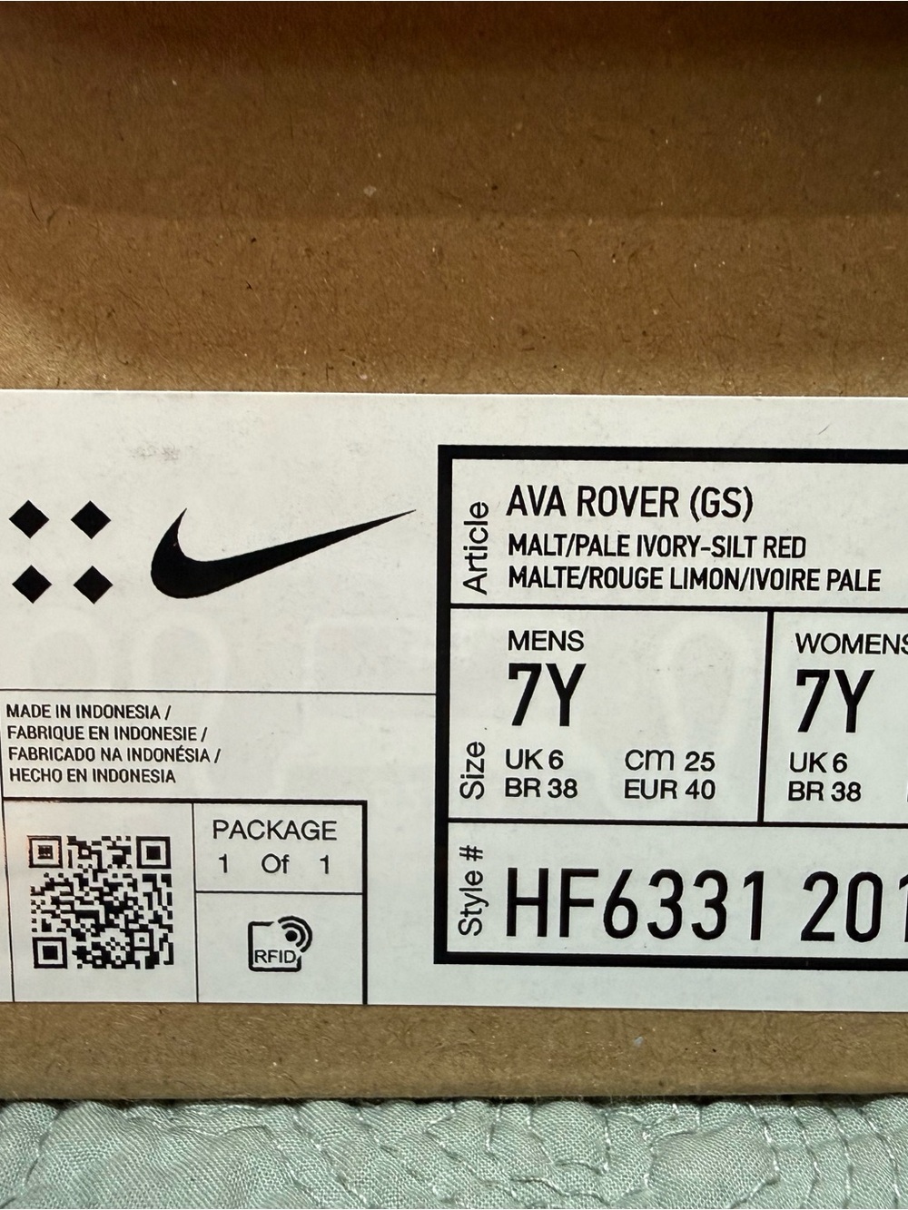 Nike Ava Rover size 7Y or 8.5W Malt/Pale/Silt Red Brand New in Box - Picture 6 of 9